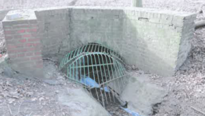 Das Bild zeigt den Alsbach vor der Renaturierung.