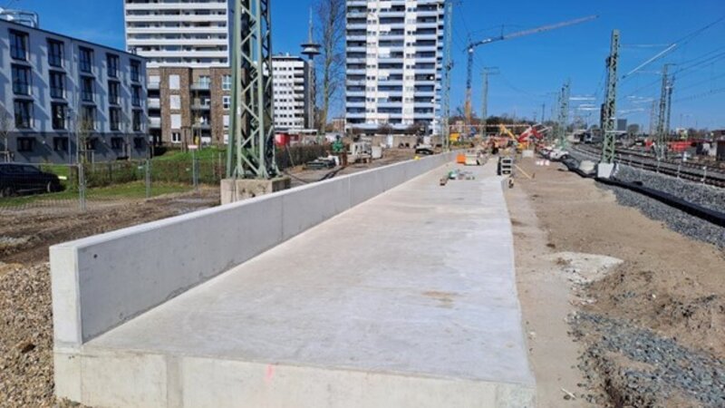 Fertigstellung des Betontrogs am Bahnhof Wesel. Foto: DB AG